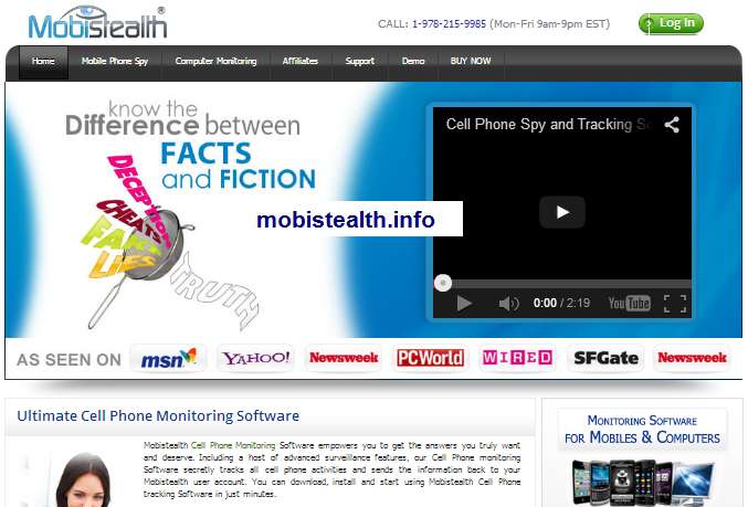 Picture of Mobistealth website.