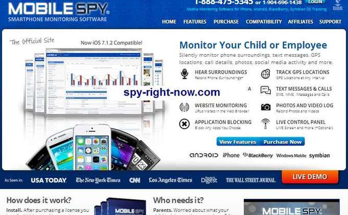 Picture of MobileSpy website.